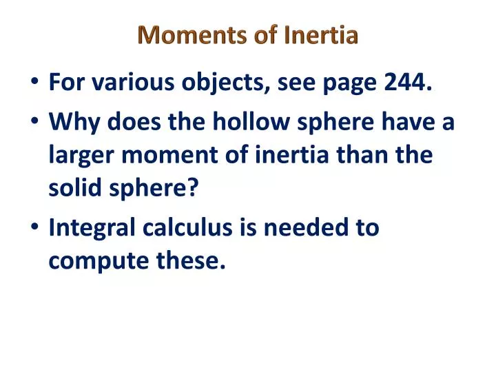 moments of inertia