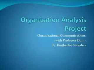 Organization Analysis Project