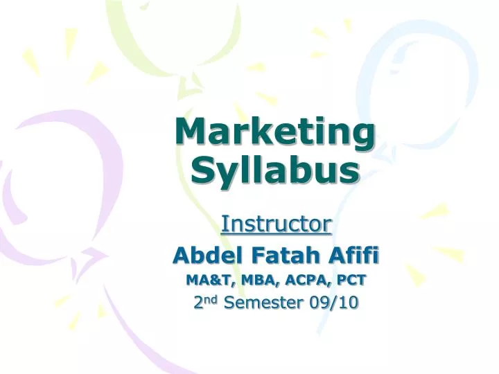 marketing syllabus