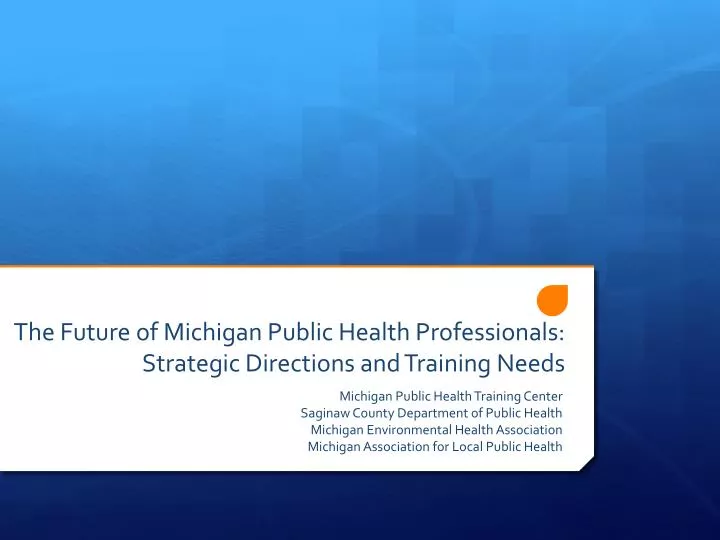 the future of michigan public health professionals strategic directions and training needs