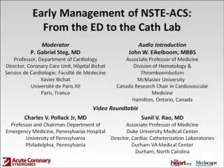 Early Management of NSTE-ACS: From the ED to the Cath Lab