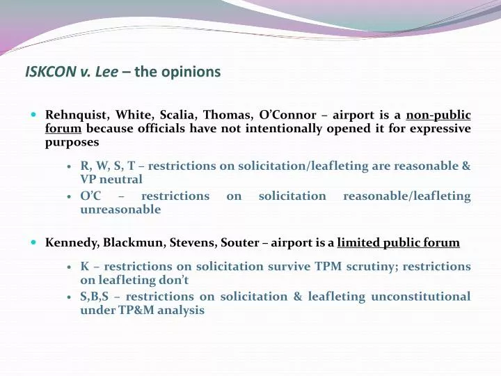 iskcon v lee the opinions