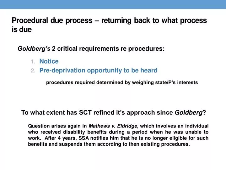 procedural due process returning back to what process is due