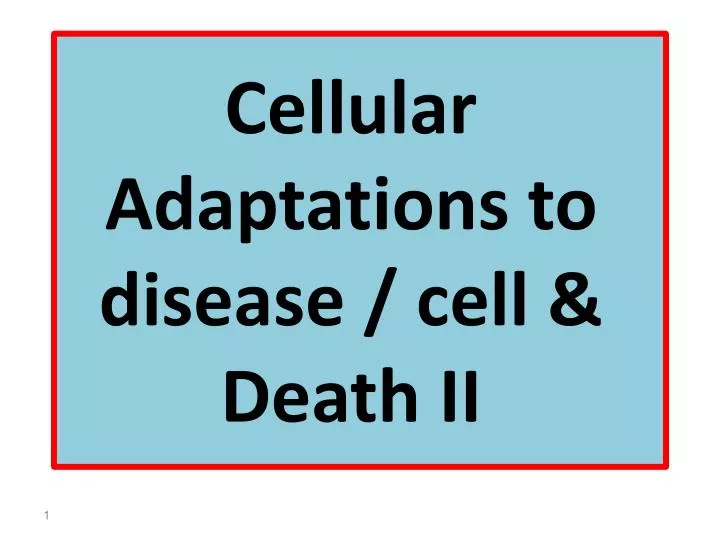 cellular adaptations to disease cell death ii