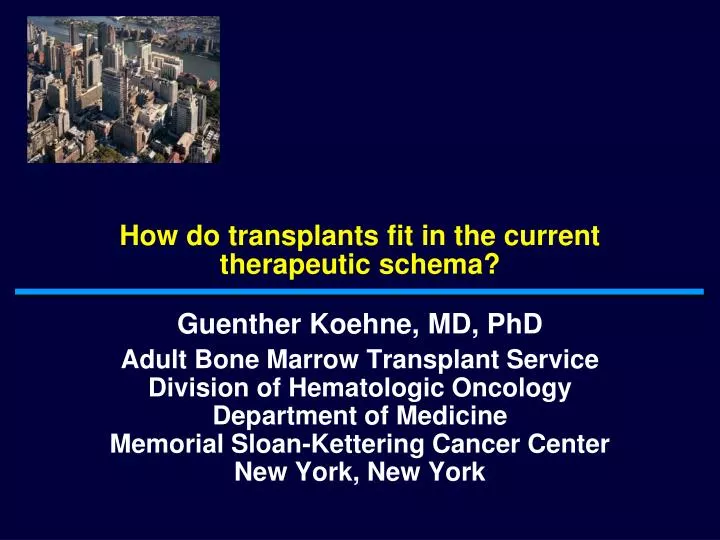 how do transplants fit in the current therapeutic schema