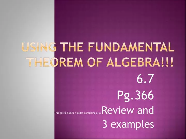 using the fundamental theorem of algebra