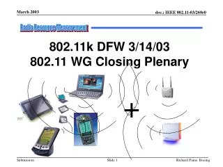 802.11k DFW 3/14/03 802.11 WG Closing Plenary