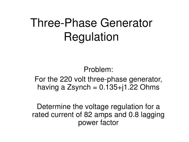 three phase generator regulation