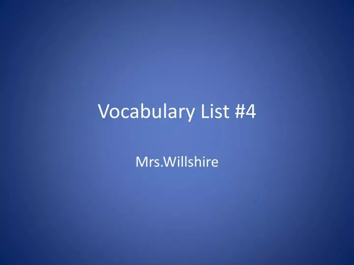 vocabulary list 4
