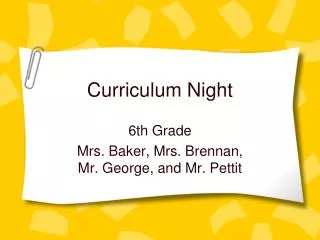 Curriculum Night