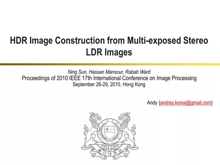 hdr image construction from multi exposed stereo ldr images
