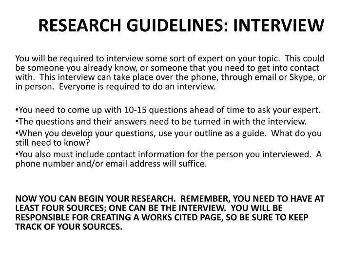 research guidelines interview
