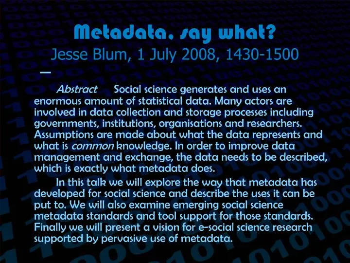 metadata say what jesse blum 1 july 2008 1430 1500