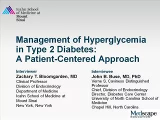 Management of Hyperglycemia in Type 2 Diabetes: A Patient-Centered Approach
