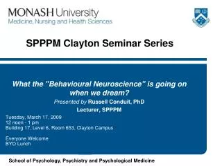 SPPPM Clayton Seminar Series