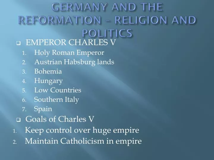 germany and the reformation religion and politics