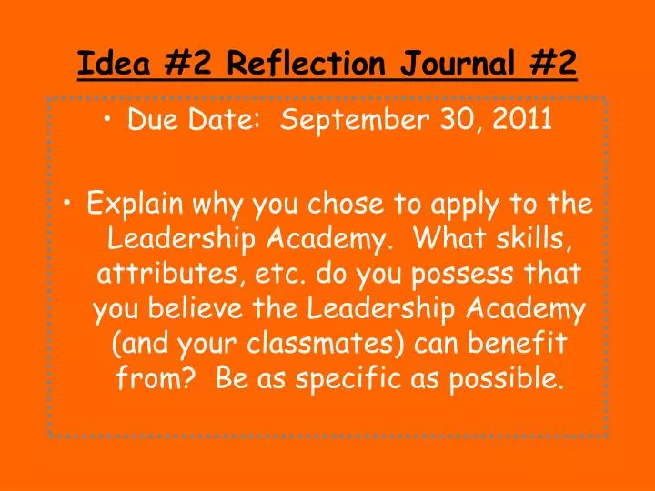 idea 2 reflection journal 2
