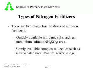 Types of Nitrogen Fertilizers