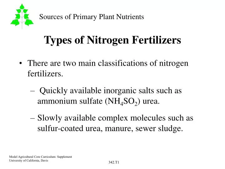 types of nitrogen fertilizers