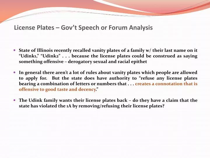license plates gov t speech or forum analysis