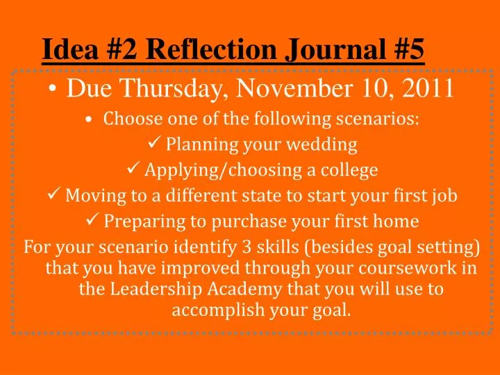 idea 2 reflection journal 5