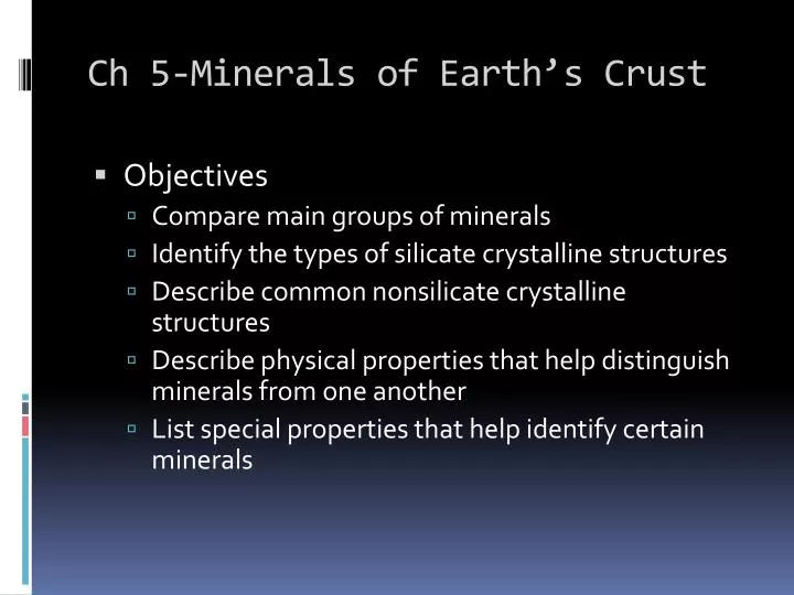 ch 5 minerals of earth s crust
