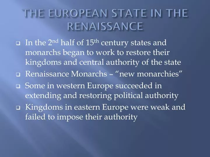 the european state in the renaissance