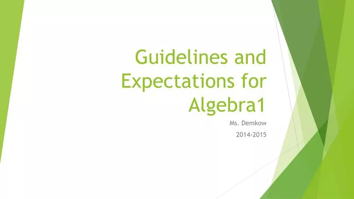 guidelines and expectations for algebra1