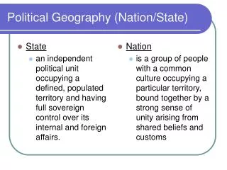 Political Geography (Nation/State)
