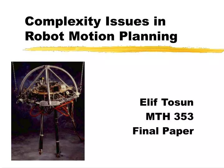 complexity issues in robot motion planning