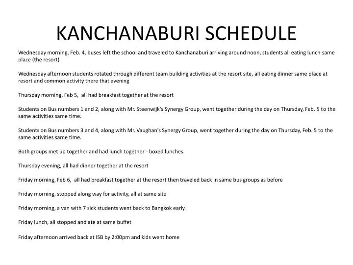 kanchanaburi schedule