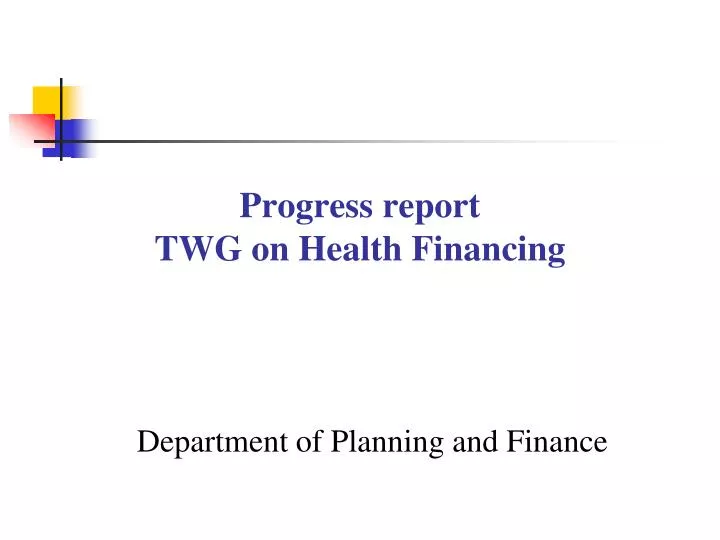 progress report twg on health financing