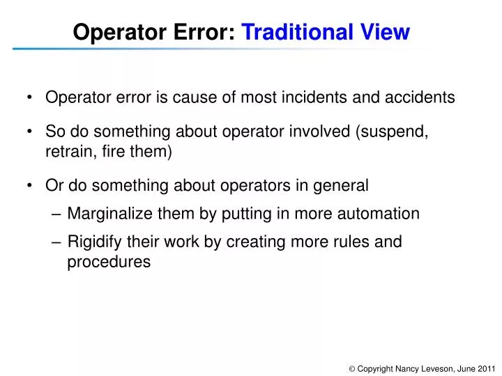 operator error traditional view