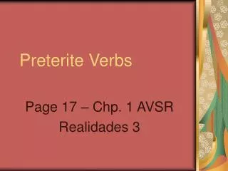 Preterite Verbs