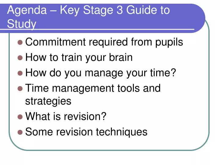 agenda key stage 3 guide to study