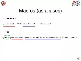 Macros (as aliases)