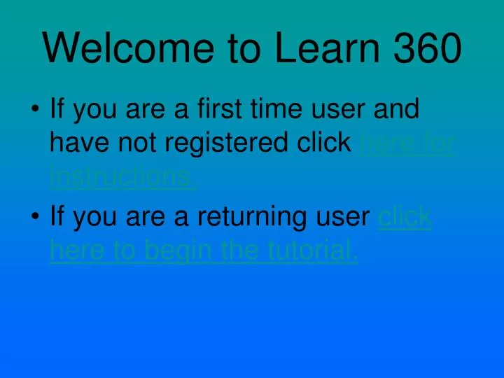 welcome to learn 360