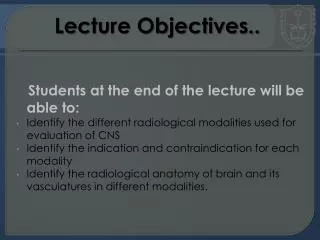 Lecture Objectives..