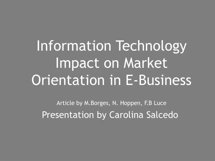 information technology impact on market orientation in e business
