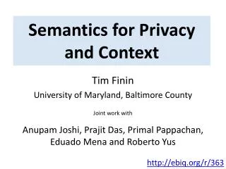 Semantics for Privacy and Context