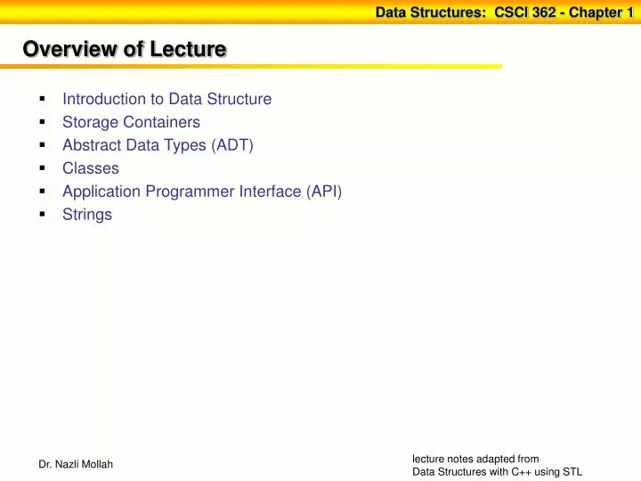 overview of lecture