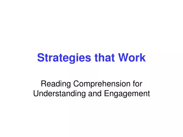strategies that work