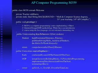 AP Computer Programming M359