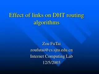 Effect of links on DHT routing algorithms