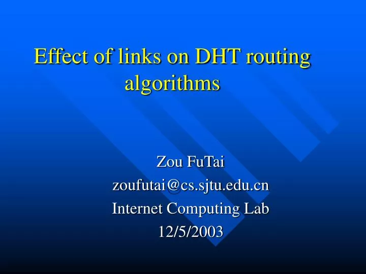 effect of links on dht routing algorithms