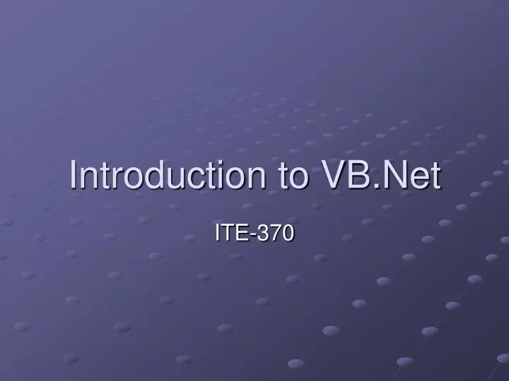 introduction to vb net