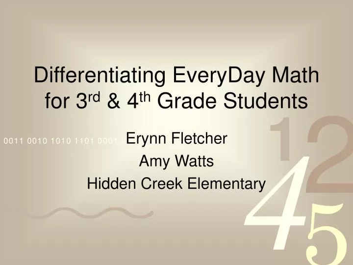 differentiating everyday math for 3 rd 4 th grade students