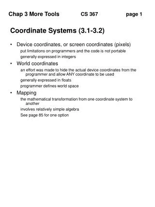 Coordinate Systems (3.1-3.2)