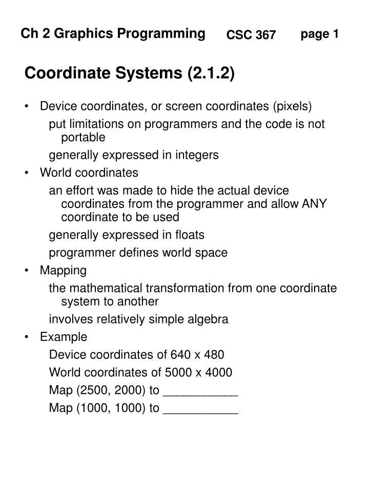 coordinate systems 2 1 2