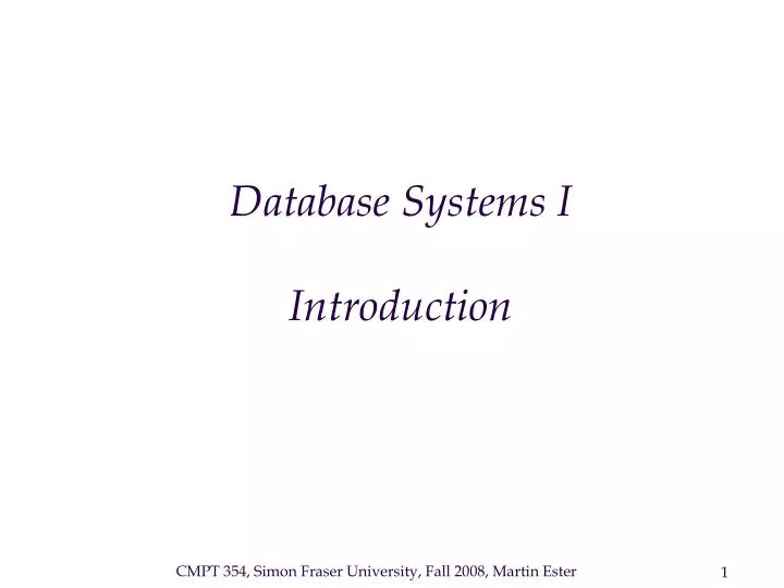 database systems i introduction